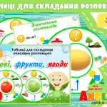 Таблиці для складання описових розповідей Овочі, фрукти та ягоди