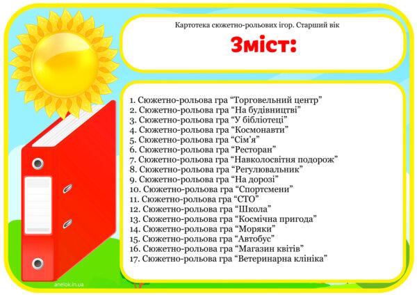 Картотека сюжетно-рольових ігор Старший вік